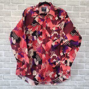 Vintage Wrangler Brushpopper X Long Tails Western Shirt 17 1/2 X 35 USA Cowboy